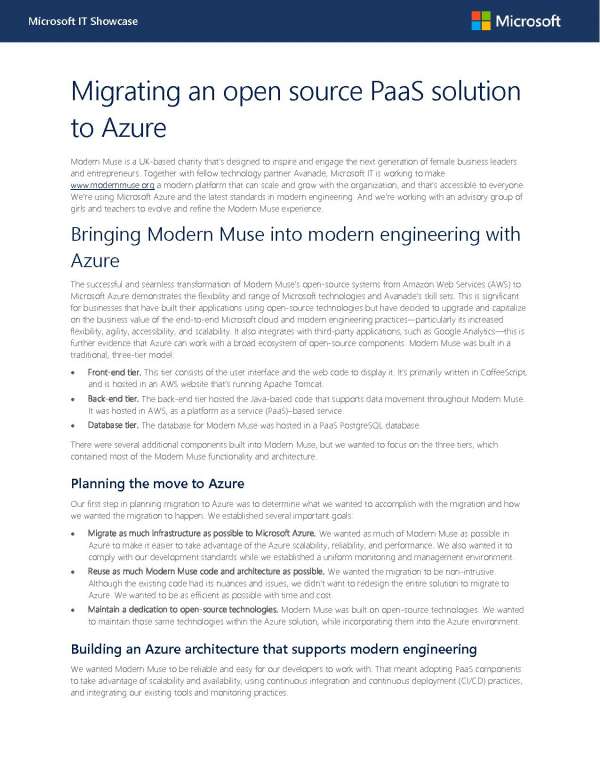 Migrating an open source PaaS solution to Azure