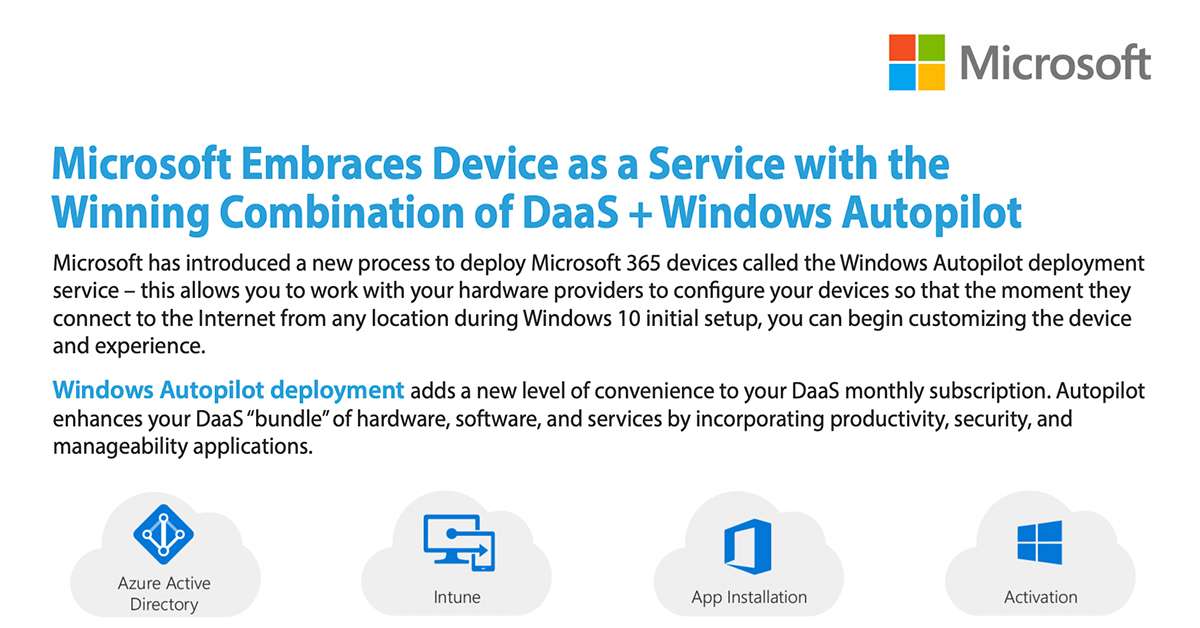 Microsoft Embraces Device as a Service with the Winning Combination of DaaS + Windows Autopilot