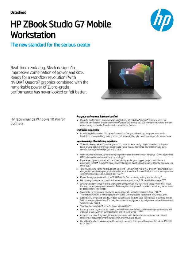 HP ZBook Studio G7 Mobile Workstation