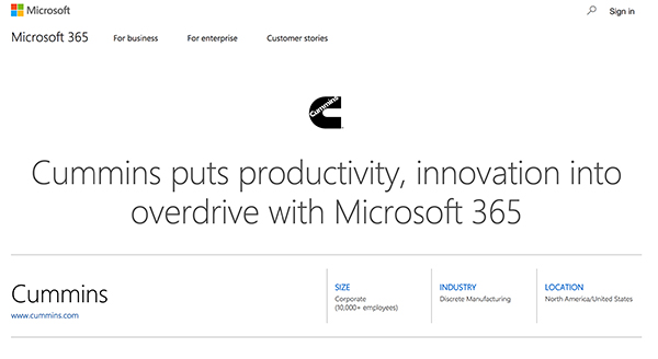 Cummins Puts Productivity, Innovation Into Overdrive with Microsoft 365