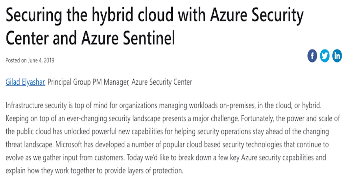 Securing the hybrid cloud with Azure Security Center and Azure Sentinel