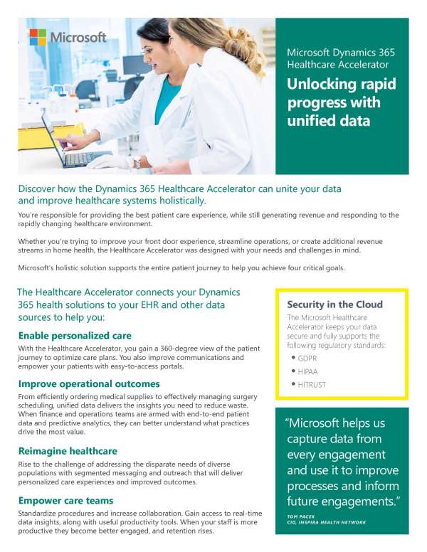 Microsoft Dynamics 365 Healthcare Accelerator: Unlocking rapid progress with unified data