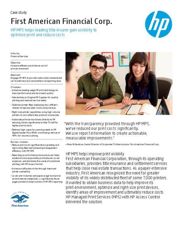 How First American Financial Corp Reduced Unnecessary Printing