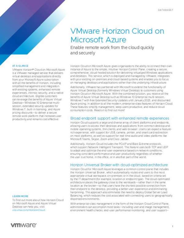 VMware Horizon Cloud on Microsoft Azure