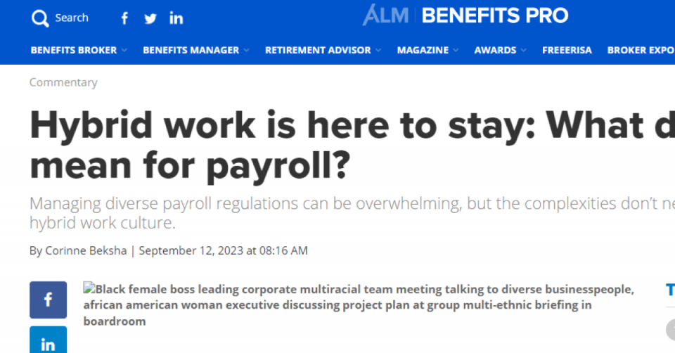 Hybrid work is here to stay: What does this mean for payroll?
